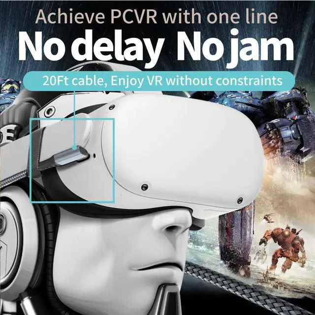 Alt view image 6 of 7 - for Oculus Quest Link Cable, USB 3.0 USB A to USB C Cable 16FT / 5M, 90 Degree Angled High Speed Data Transfer & Fast Charging Cable Compatible for Oculus Quest and Oculus Quest 2 to Gaming PC (Gray)