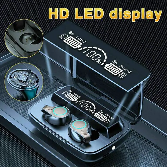 Alt view image 2 of 7 - True Wireless Earbuds, Bluetooth 5.0 Earbuds in-Ear TWS Stereo Headphones with Smart LED Display Charging Case Waterproof Built-in Mic for Sports Work