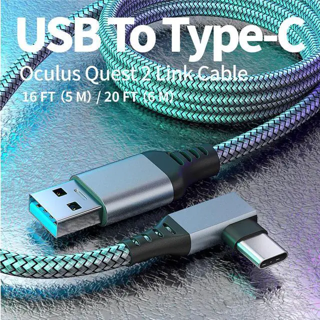 Alt view image 3 of 7 - for Oculus Quest Link Cable, USB 3.0 USB A to USB C Cable 16FT / 5M, 90 Degree Angled High Speed Data Transfer & Fast Charging Cable Compatible for Oculus Quest and Oculus Quest 2 to Gaming PC (Gray)