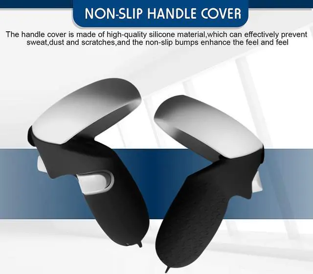 Alt view image 3 of 7 - for Oculus Quest 2 Silicone Accessories Set Includes Silicone Eye Cover Knuckle Straps Touch Controller Grip Cleaning Cloth Lens Protective Cover Compatible