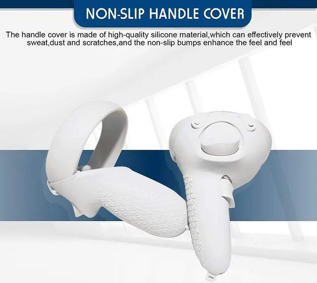 Alt view image 3 of 7 - for Oculus Quest 2 Silicone Accessories Set Includes Silicone Eye Cover Knuckle Straps Touch Controller Grip Cleaning Cloth Lens Protective Cover Compatible