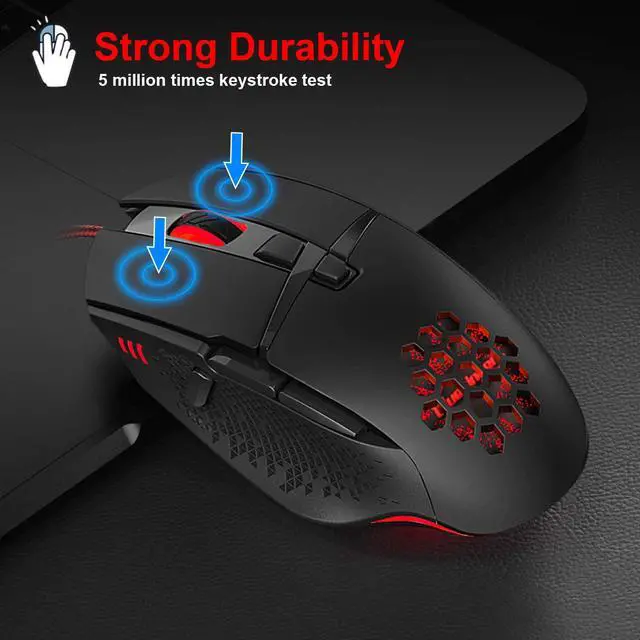 Alt view image 5 of 7 - Wired Gaming Mouse, RGB Backlit Gaming Mouse with 8 Programmable Buttons, 4 Adjustable DPI up to 7200 dpi, Comfortable Grip Ergonomic Optical Gaming Mice