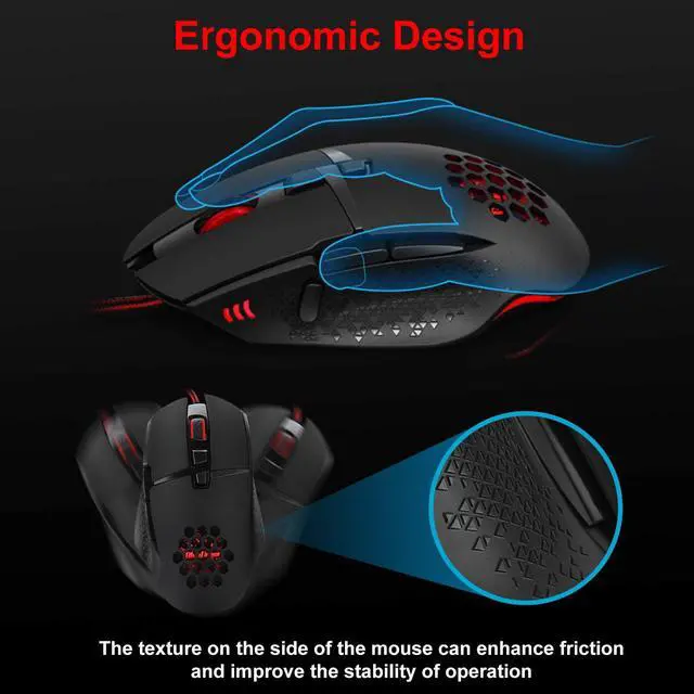 Alt view image 2 of 7 - Wired Gaming Mouse, RGB Backlit Gaming Mouse with 8 Programmable Buttons, 4 Adjustable DPI up to 7200 dpi, Comfortable Grip Ergonomic Optical Gaming Mice