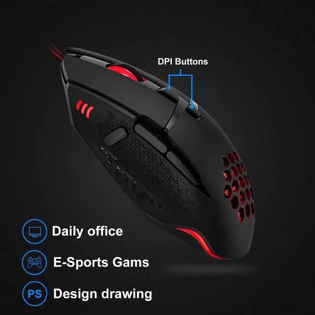 Alt view image 6 of 7 - Wired Gaming Mouse, RGB Backlit Gaming Mouse with 8 Programmable Buttons, 4 Adjustable DPI up to 7200 dpi, Comfortable Grip Ergonomic Optical Gaming Mice