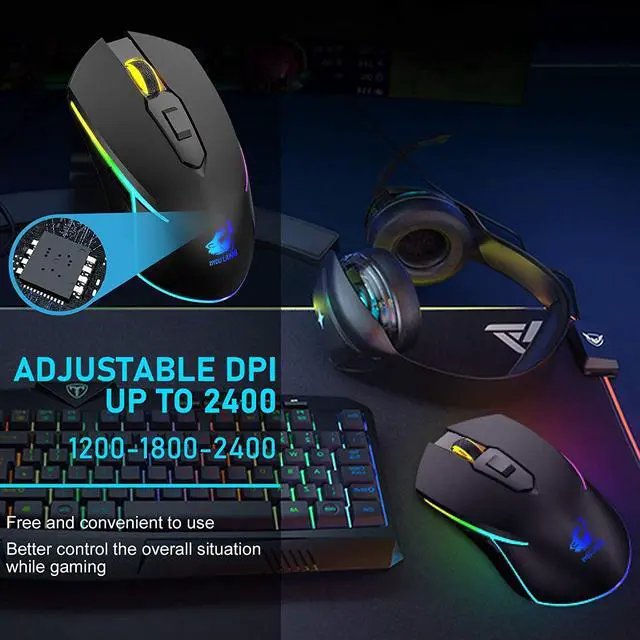 Alt view image 5 of 7 - Wireless Gaming Mouse with 2.4Ghz USB Receiver Rainbow RGB Backlight Adjustable DPI Silent Click Rechargeable Ergonomic 6 Buttons Gaming Mouse for Computer Laptop PC Mac Gamer Office Use