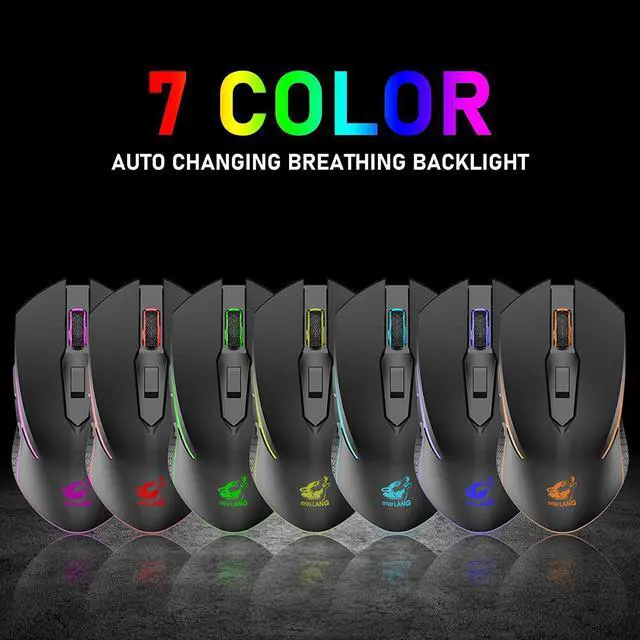 Alt view image 3 of 7 - Wireless Gaming Mouse with 2.4Ghz USB Receiver Rainbow RGB Backlight Adjustable DPI Silent Click Rechargeable Ergonomic 6 Buttons Gaming Mouse for Computer Laptop PC Mac Gamer Office Use