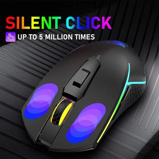 Alt view image 4 of 7 - Wireless Gaming Mouse with 2.4Ghz USB Receiver Rainbow RGB Backlight Adjustable DPI Silent Click Rechargeable Ergonomic 6 Buttons Gaming Mouse for Computer Laptop PC Mac Gamer Office Use