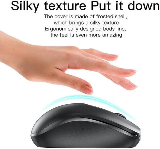 Alt view image 2 of 7 - Wireless Mouse, 2.4G Rechargeable Silent Ergonomic Mouse for Laptop with USB Receiver, Portable Cordless Mice with 3 Adjustable DPI Levels up to 1600dpi for Windows, PC, Chromebook, MacBook, Linux