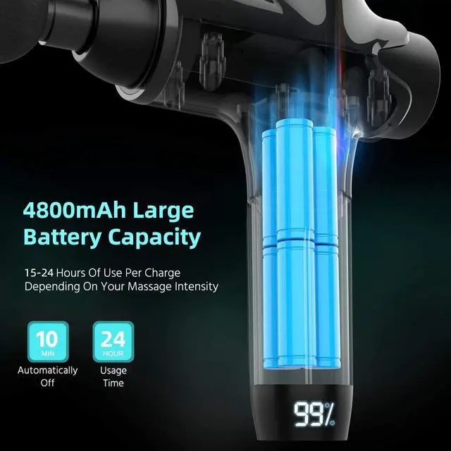 Alt view image 3 of 6 - Massage Gun Deep Tissue Percussion Muscle Massage for Pain Relief, Super Quiet Portable Neck Back Body Relaxation Electric Drill Sport Massager Brushless Motor with 8 Attachment 7 Speeds