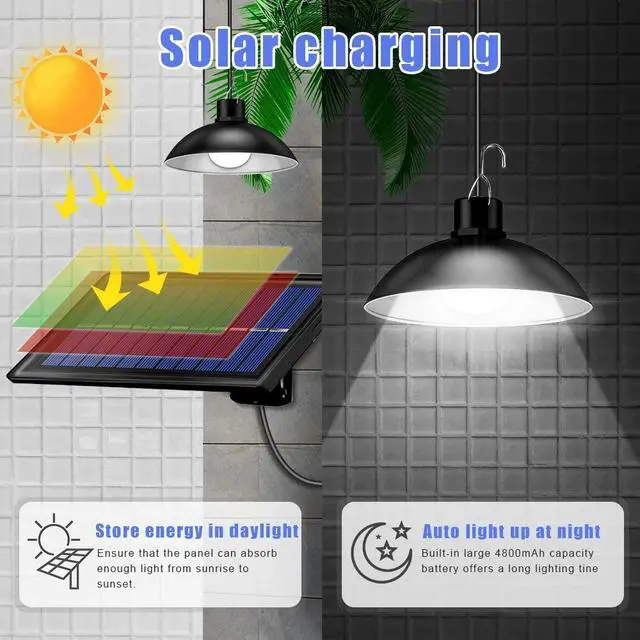Alt view image 2 of 7 - Solar Lights Outdoor, with Remote Control IP65 Waterproof Solar Shed Lights(30LEDs) with 9.84FT/3M Cord, for Courtyard, Garden, Patio, Corridor(White)
