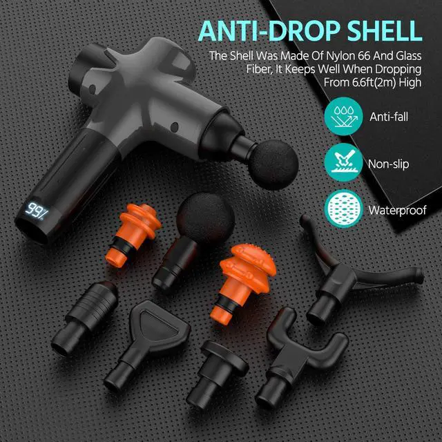 Alt view image 6 of 6 - Massage Gun Deep Tissue Percussion Muscle Massage for Pain Relief, Super Quiet Portable Neck Back Body Relaxation Electric Drill Sport Massager Brushless Motor with 8 Attachment 7 Speeds