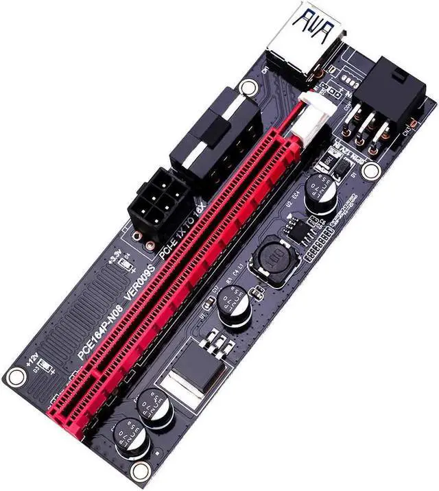 Alt view image 7 of 7 - Mining Graphics Card PCIe Riser VER 009S 16x to 1x Powered Riser Adapter Card w/ USB 3.0 Extension Cable & 6-Pin PCI-E to SATA Power Cable | Bitcoin | Ethereum Mining