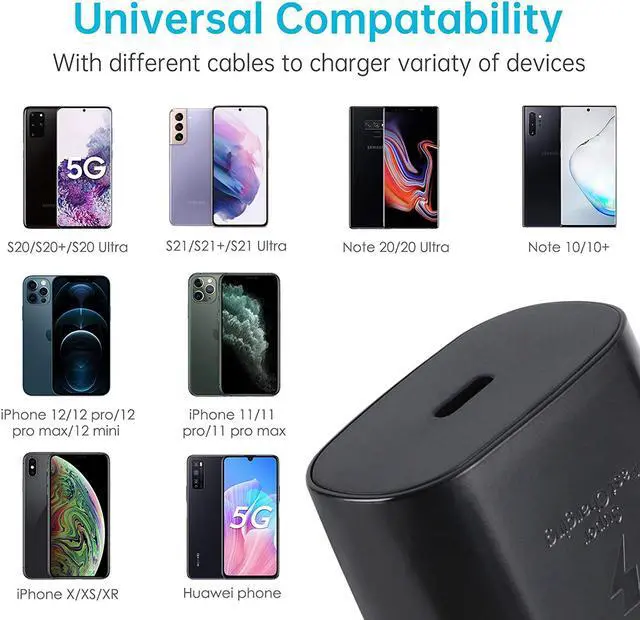 Alt view image 3 of 7 - USB C Wall Charger, PD 25W Super Fast Charger Block with 5ft Type C Cable Compatible Samsung Galaxy S21/S21+/S21 Ultra/ S20/ Note 10 20 Plus/ S9/S8/ S10e /S10 5G Ultra, Google Pixel, iPad Pro 12.9/11