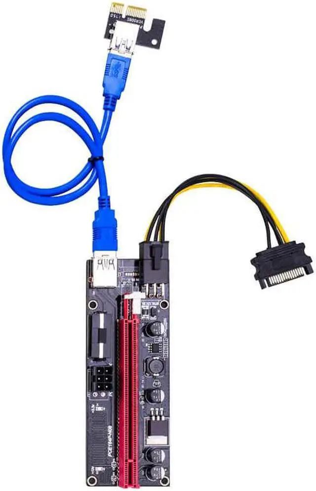 Alt view image 4 of 7 - Mining Graphics Card PCIe Riser VER 009S 16x to 1x Powered Riser Adapter Card w/ USB 3.0 Extension Cable & 6-Pin PCI-E to SATA Power Cable | Bitcoin | Ethereum Mining