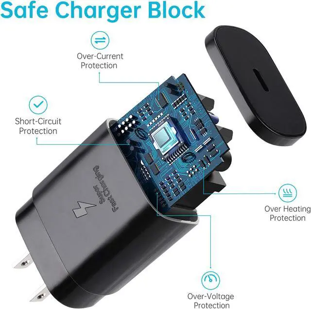 Alt view image 5 of 7 - USB C Wall Charger, PD 25W Super Fast Charger Block with 5ft Type C Cable Compatible Samsung Galaxy S21/S21+/S21 Ultra/ S20/ Note 10 20 Plus/ S9/S8/ S10e /S10 5G Ultra, Google Pixel, iPad Pro 12.9/11