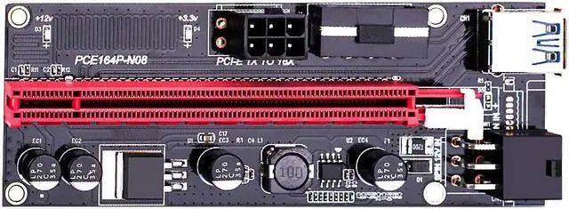 Alt view image 2 of 7 - Mining Graphics Card PCIe Riser VER 009S 16x to 1x Powered Riser Adapter Card w/ USB 3.0 Extension Cable & 6-Pin PCI-E to SATA Power Cable | Bitcoin | Ethereum Mining