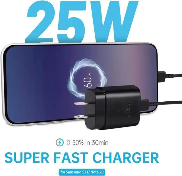 Alt view image 2 of 7 - USB C Wall Charger, PD 25W Super Fast Charger Block with 5ft Type C Cable Compatible Samsung Galaxy S21/S21+/S21 Ultra/ S20/ Note 10 20 Plus/ S9/S8/ S10e /S10 5G Ultra, Google Pixel, iPad Pro 12.9/11