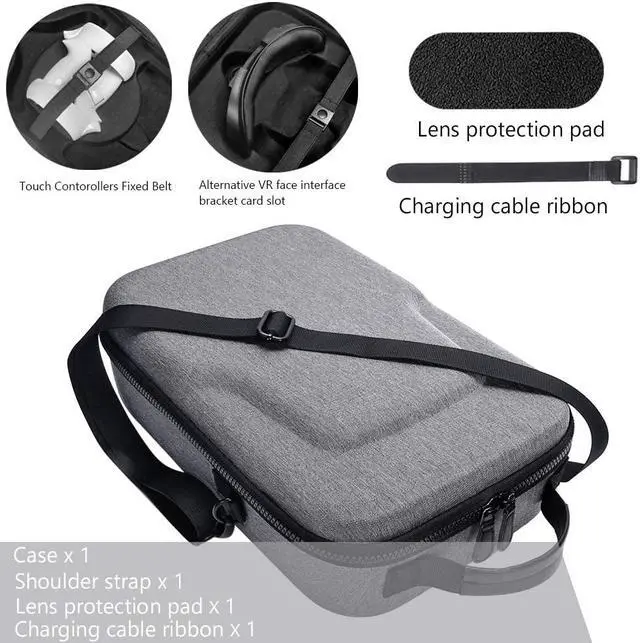 Alt view image 3 of 7 - Hard Travelling Case Storage Carry Case Protective Pouch Bag Carrying Case for Oculus Quest 2 and Oculus Quest All-in-one VR Gaming Headset (Black)