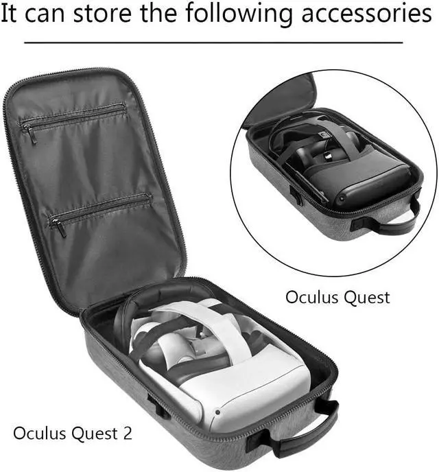 Alt view image 2 of 7 - Hard Travelling Case Storage Carry Case Protective Pouch Bag Carrying Case for Oculus Quest 2 and Oculus Quest All-in-one VR Gaming Headset (Black)