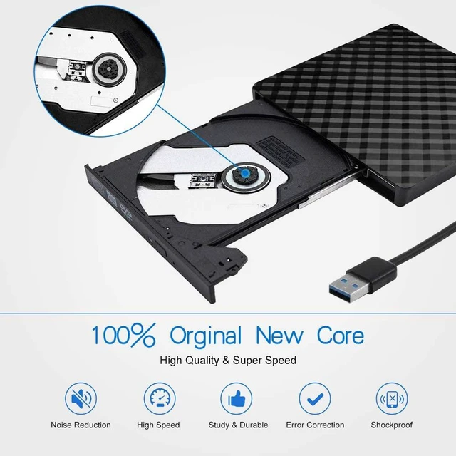 Alt view image 4 of 7 - External CD Drive, USB 3.0 Slim External CD DVD ROM Drive Writer Reader Burner, DORISO 100% New Core High Speed Data Transfer External DVD Drive for Laptop Mac PC Mac OS X Notebook Vista Windows7/8/10