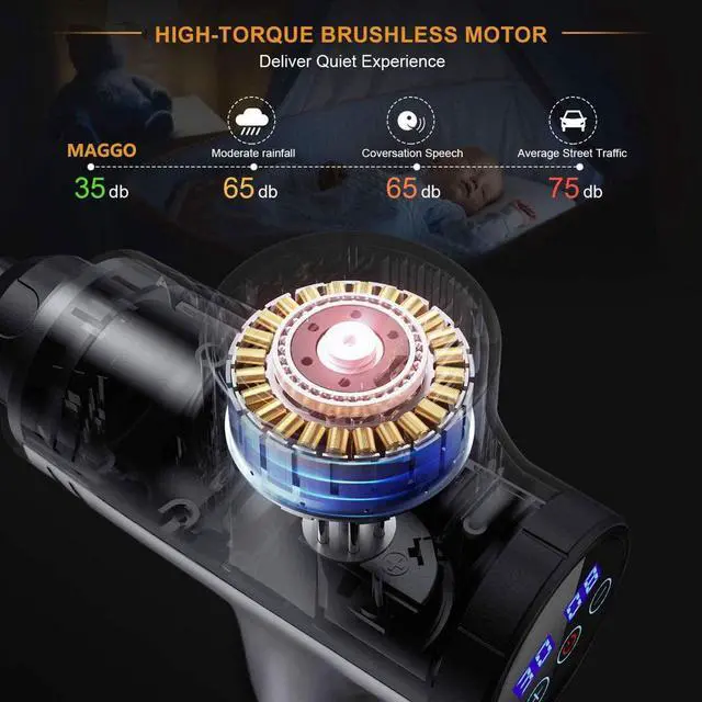 Alt view image 5 of 8 - Massage Gun, Deep Tissue Hand Held Muscle Massage Gun, Up to 30 Speeds Cordless Handheld Electric Percussion Massager with 6 Heads for Muscle, Back, Foot, Neck, Leg, Shoulder Massage