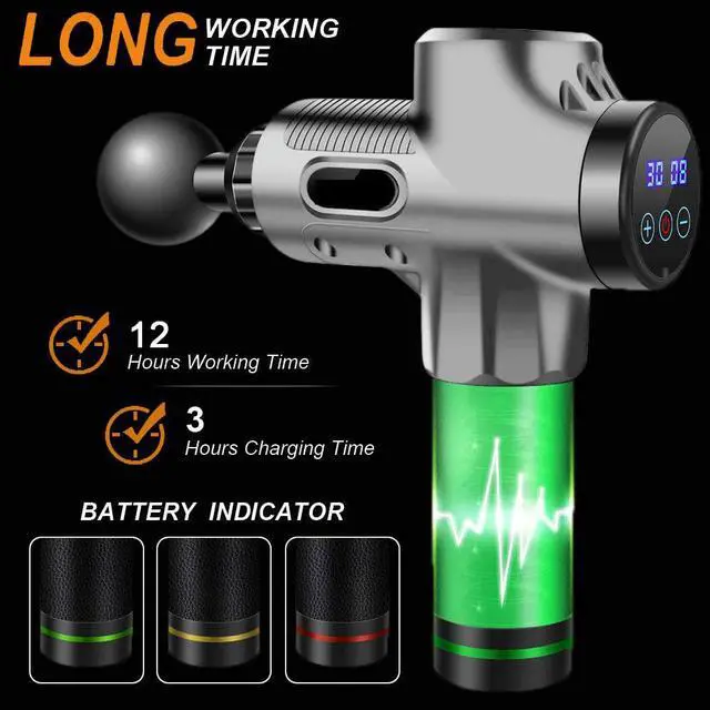 Alt view image 4 of 8 - Massage Gun, Deep Tissue Hand Held Muscle Massage Gun, Up to 30 Speeds Cordless Handheld Electric Percussion Massager with 6 Heads for Muscle, Back, Foot, Neck, Leg, Shoulder Massage