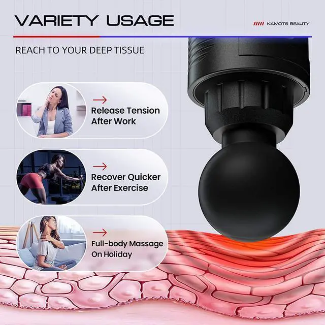 Alt view image 6 of 8 - Massage Gun, Deep Tissue Hand Held Muscle Massage Gun, Up to 30 Speeds Cordless Handheld Electric Percussion Massager with 6 Heads for Muscle, Back, Foot, Neck, Leg, Shoulder Massage