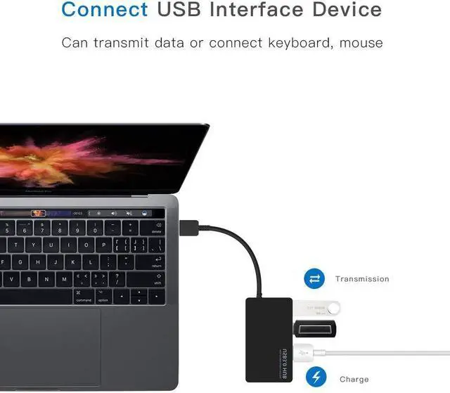 Alt view image 4 of 7 - 4-Port USB Hub 3.0, USB Ultra Slim Data USB3.0 Hub, Compatible for MacBook, Mac Mini, Mac Pro, Microsoft Surface, Ultrabooks, PC, Laptop, Flash Drive, Mobile HDD and More (Black)