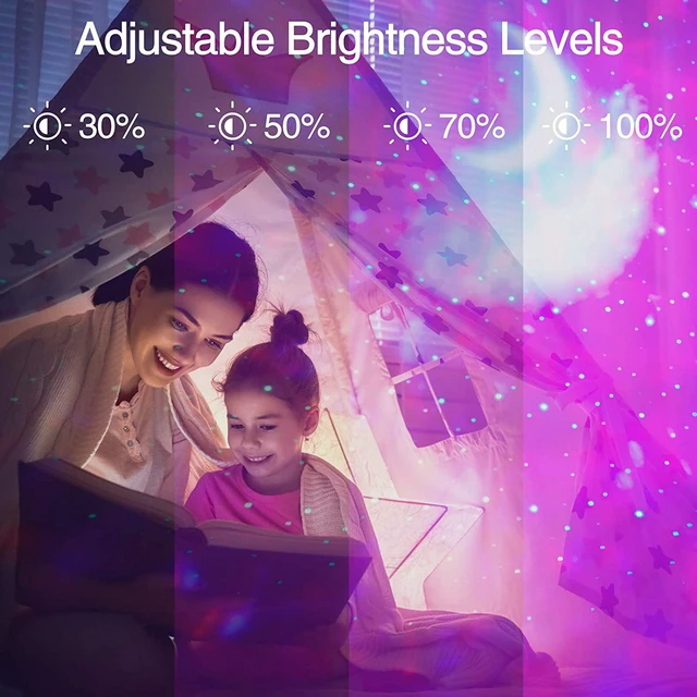 Alt view image 4 of 7 - Star Projector, Galaxy Projector, Led Night Light with Remote Control Voice Control,for Bedroom New Year Gift Baby Rooms Starlight Dinners Game Rooms Home Party Gift for Kids
