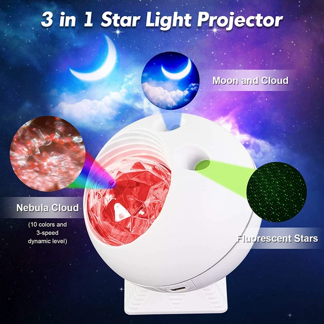 Alt view image 6 of 7 - Star Projector, Galaxy Projector, Led Night Light with Remote Control Voice Control,for Bedroom New Year Gift Baby Rooms Starlight Dinners Game Rooms Home Party Gift for Kids