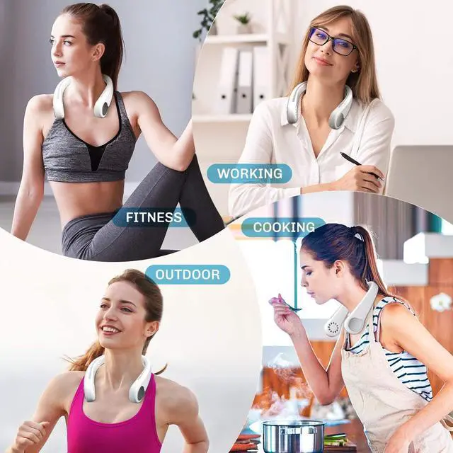 Alt view image 7 of 7 - Portable Neck Fan, Rechargeable Hands Free Bladeless Personal Mini Fans,3 Speeds 48 Air Outlet, Free Adjustment Personal Cooling Fan, Wearable Neck Fan Suitable for Traveling, Sports, Office