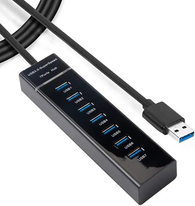 Main image of 7-Port USB 3.0 Hub - Data Hub USB Splitter with Long Cable 38-inch USB3.0 Hub for Laptop, PC, MacBook, Mac Pro, Mac Mini, iMac, Surface Pro and More USB Devices
