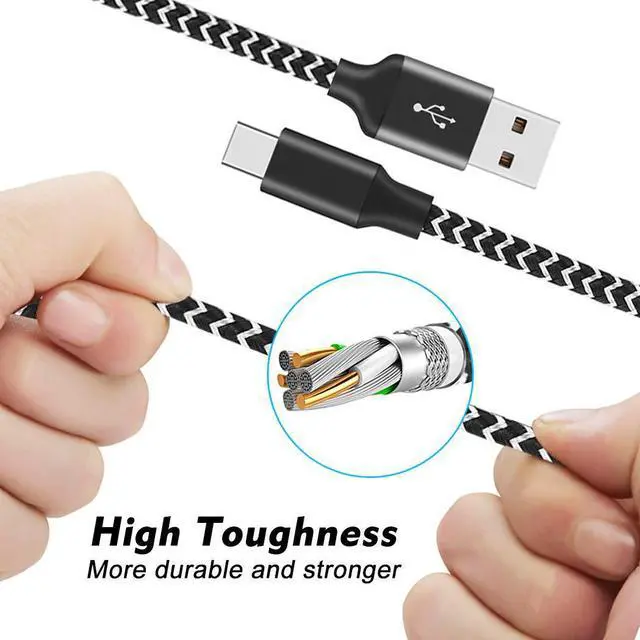Alt view image 5 of 7 - USB C Cable, 5-Pack, 3/3/6/6/10 ft USB Type C Charger Cable,Nylon Braided Fast Charging Aluminum Housing Compatible with Samsung Galaxy,Google Pixel,LG,Huawei, TCL and Other USB Type C Cable Device