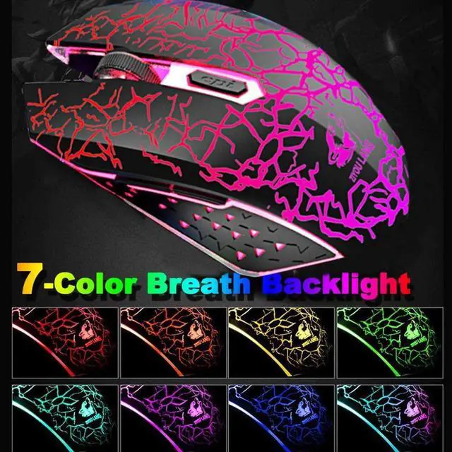 Alt view image 6 of 7 - Wireless Gaming Keyboard and Mouse,Rechargeable Rainbow Backlit Keyboard Mouse with 3800mAh Battery,Mechanical Feel Gaming Keyboard,7 Color Gaming Mute Mouse,Gaming Mouse Pad for PC Gamers