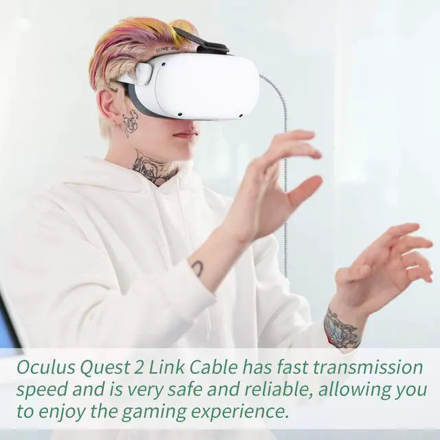 Alt view image 7 of 7 - 20Feet 6M VR Link Cable Compatible for Oculus Quest 2, USB 3.0 to USB Type C High Speed Data Transfer and Fast Charging USB Type C 3.2 Gen1 Cable for Quest2 VR Headset and Gaming PC (20ft/6M)