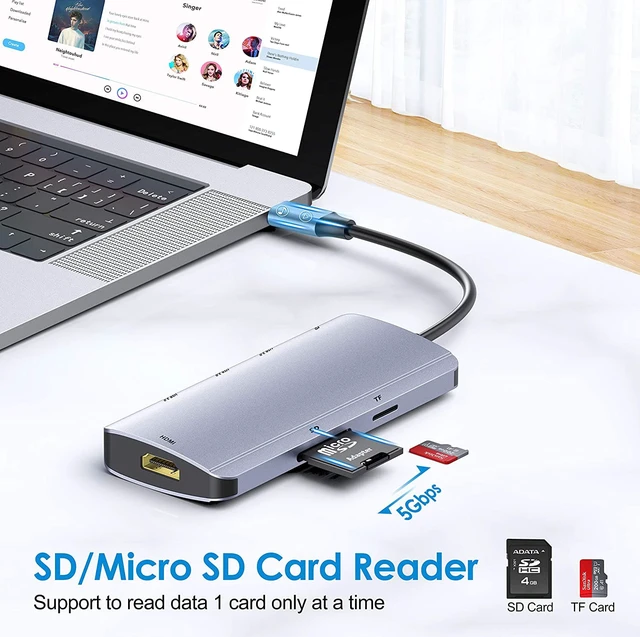 Alt view image 3 of 6 - USB Type C Hub, 7 in 1 USB C Adapter with 4K USB C to HDMI, 3 USB 3.0 Ports, SD/TF Card Reader, Power Delivery, Compatible for Windows,Mac OS, Surface Pro, Chrome, More USB C Devices