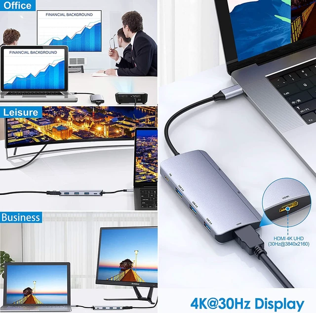 Alt view image 5 of 6 - USB Type C Hub, 7 in 1 USB C Adapter with 4K USB C to HDMI, 3 USB 3.0 Ports, SD/TF Card Reader, Power Delivery, Compatible for Windows,Mac OS, Surface Pro, Chrome, More USB C Devices