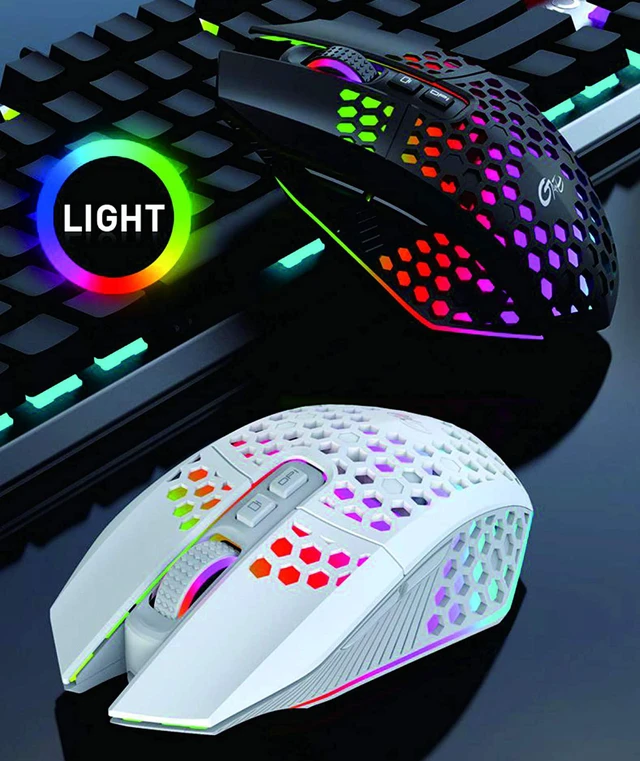 Alt view image 6 of 7 - Wired Gaming Mouse, Honeycomb Lightweight Design Gaming Mouse with RGB Backlit, 7 Programmable Buttons and One-Click Desktop, 1600 DPI Optical USB Gamer Mouse for Mac, Laptop, Computer
