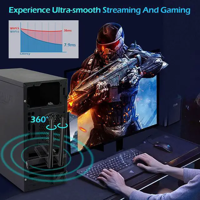 Alt view image 4 of 7 - WiFi 6 Card PCIe 3000Mbps for PC, AX200 Wireless Adapter with Bluetooth 5.1 Dongle 802.11AX WiFi Adapter Express Network Dual Band 5dBi High Rotating Antenna (ONLY Support Desktop for Win10 64bit)