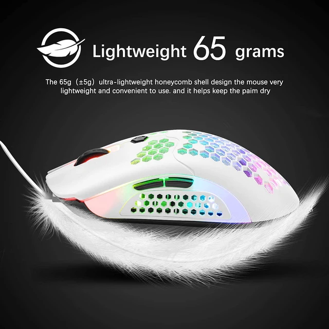 Alt view image 3 of 7 - Wired Lightweight Gaming Mouse,26 RGB Backlit Mice with 7 Buttons Programmable Driver,PAW3325 12000DPI Mice,Ultralight Honeycomb Shell Ultraweave Cable Mouse for PC Gamers and Xbox and PS4 Users