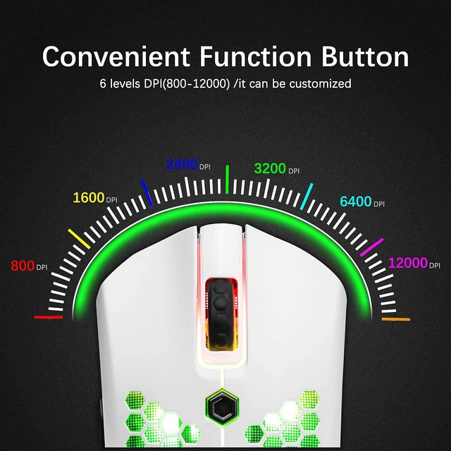 Alt view image 6 of 7 - Wired Lightweight Gaming Mouse,26 RGB Backlit Mice with 7 Buttons Programmable Driver,PAW3325 12000DPI Mice,Ultralight Honeycomb Shell Ultraweave Cable Mouse for PC Gamers and Xbox and PS4 Users