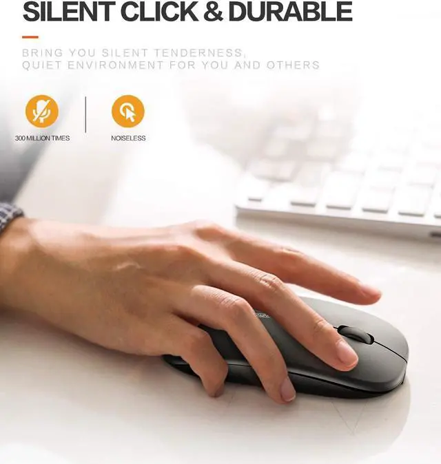 Alt view image 3 of 7 - Bluetooth Mouse, Slim Silent Rechargeable Bluetooth 5.0 Wireless Mouse, 800/1200/1600 DPI Portable Computer Cordless Mouse for Laptop PC Mac, iPad OS