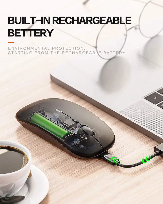 Alt view image 4 of 7 - Bluetooth Mouse, Slim Silent Rechargeable Bluetooth 5.0 Wireless Mouse, 800/1200/1600 DPI Portable Computer Cordless Mouse for Laptop PC Mac, iPad OS