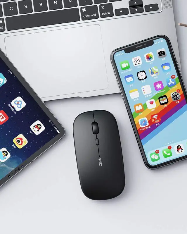 Alt view image 7 of 7 - Bluetooth Mouse, Slim Silent Rechargeable Bluetooth 5.0 Wireless Mouse, 800/1200/1600 DPI Portable Computer Cordless Mouse for Laptop PC Mac, iPad OS