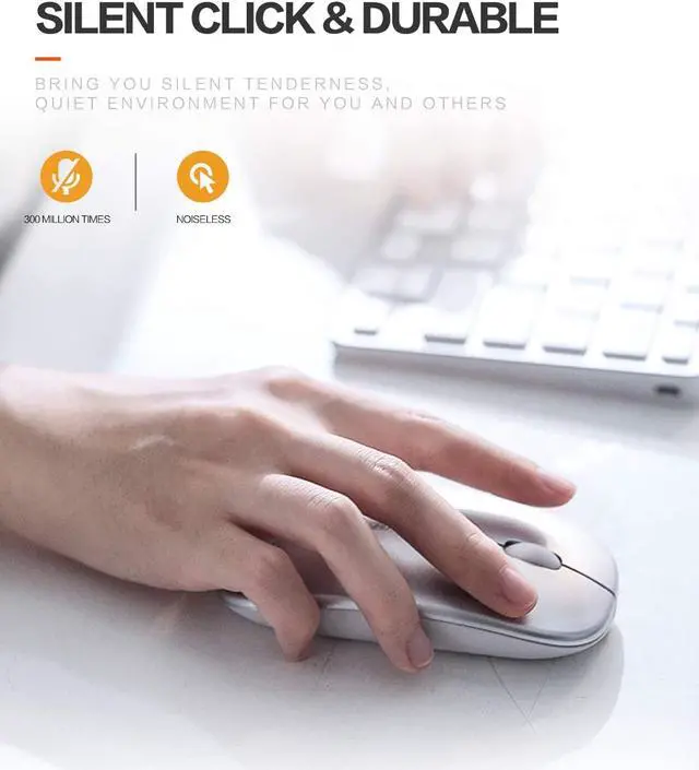 Alt view image 3 of 7 - Bluetooth Mouse, Slim Silent Rechargeable Bluetooth 5.0 Wireless Mouse, 800/1200/1600 DPI Portable Computer Cordless Mouse for Laptop PC Mac, iPad OS