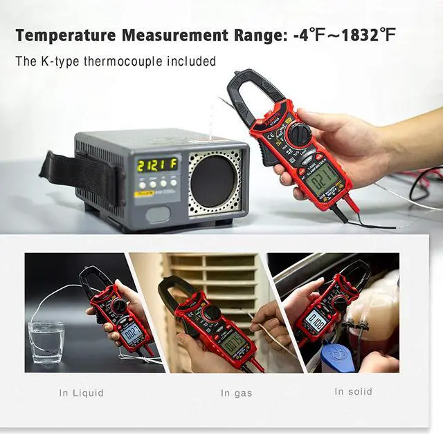 Alt view image 7 of 7 - Digital Clamp Meter T-RMS 6000 Counts, Multimeter Voltage Tester Auto-ranging, Measures Current Voltage Temperature Capacitance Resistance Diodes Continuity Duty-Cycle (AC Clamp Meter)