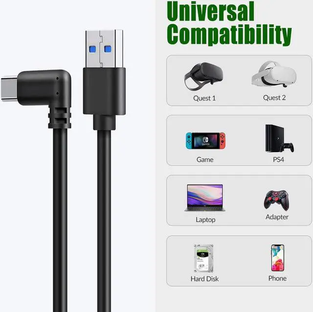 Alt view image 10 of 14 - VR Quest Link Cable 16ft, for Oculus Quest 2 Link Cable, High Speed Data Transfer& Fast Charging USB C Cable, Compatible for Oculus Quest 2/Quest 1 Link Cable, for Oculus Quest Headset and Gaming PC