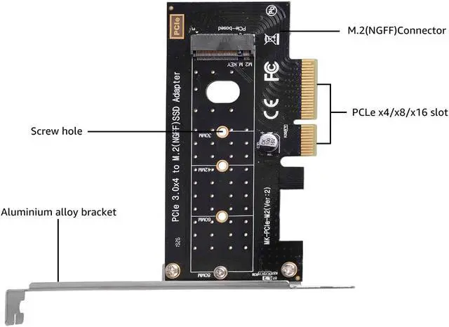 Alt view image 4 of 7 - NVMe PCIe Adapter, M Key M.2 NVME SSD to PCI-e 3.0 x4 Host Controller Expansion Card with Low Profile Bracket, PCIe NVME Adapter for PC Desktop Support 2230 2242 2260 2280