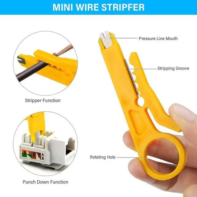 Alt view image 3 of 7 - RJ45 Crimp Tool Kit, 50 PCS RJ45 Connectors, 50 PCS Covers, 1 Cat5 Cat5e Ethernet Crimping Tool, 1 RJ45 Tester and 1 Mini Wire Stripper, RJ11, 6P/ RJ12, 8P/ RJ45 Crimp Tool Set