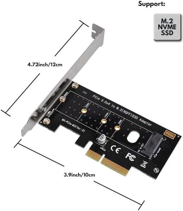Alt view image 7 of 7 - NVMe PCIe Adapter, M Key M.2 NVME SSD to PCI-e 3.0 x4 Host Controller Expansion Card with Low Profile Bracket, PCIe NVME Adapter for PC Desktop Support 2230 2242 2260 2280